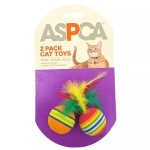 ASPCA 2 Pack Cat Toys Toss, Chase, Play! Balls with Feather